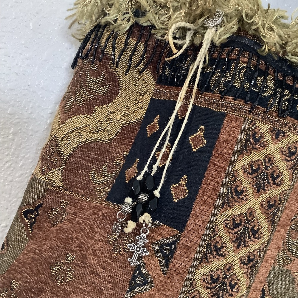 Vintage Handmade Tapestry Unique Patchwork Fringe… - image 4